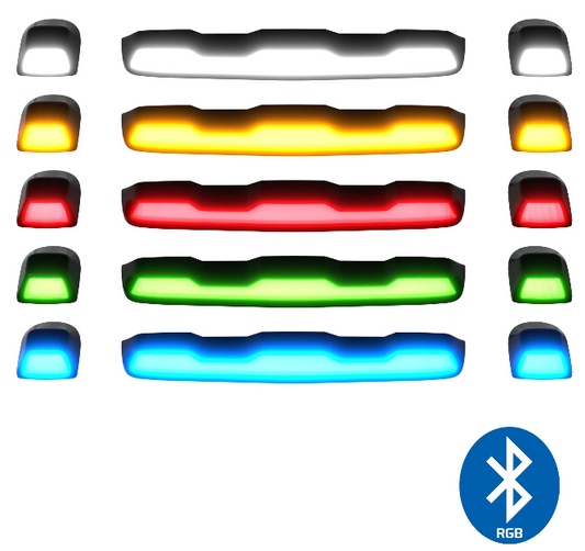 GMC & Chevy 20-24 (4th GEN Body Style) Heavy-Duty (3-Piece Set) Smoked Cab Roof Light Lens with RGB (Multi-Colored) High-Power LED's - (Attn: This cab light kit replaces OEM factory installed cab roof lights) - Open Box