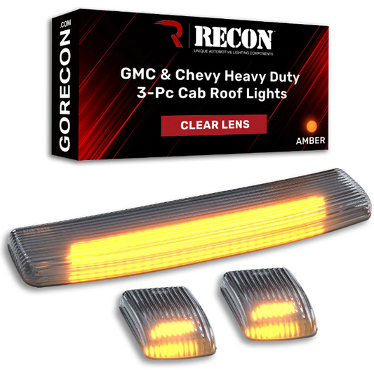GMC & Chevy 15-19 Heavy Duty 3 Pc Cab Roof Light Set Clear Lens Amber - Open Box