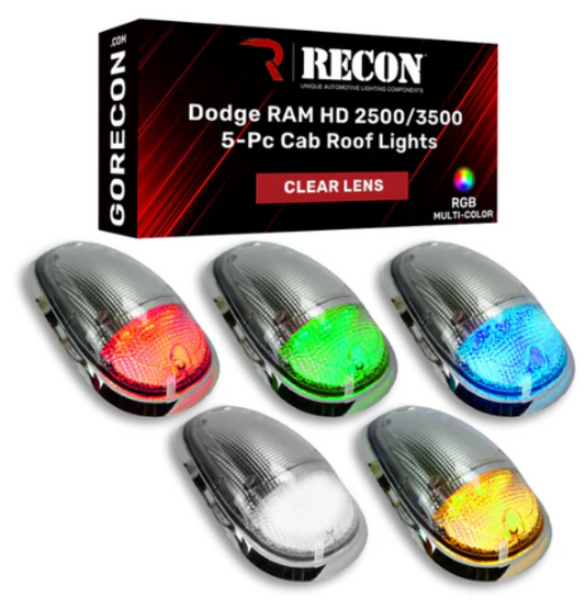 Dodge RAM 03-18 Heavy-Duty 2500 & 3500 (5-Piece Set) Clear Cab Roof Light Lens with RGB (Multi-Colored) High-Power LED's- Open Box