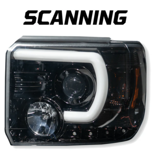 GMC Sierra 14-18 1500 (3rd Gen Body Style) & 14-19 Sierra HD Projector Headlights Smoked Black - Open Box