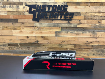 Ford F250 11-16 Illuminated Emblems Chrome in Amber, Red & White - Open Box